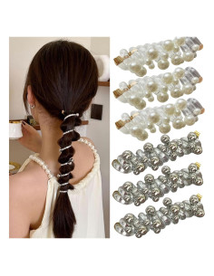 Gomas de Pelo Espiral Trenzadas de Perlas Ylapagne - 6PCS