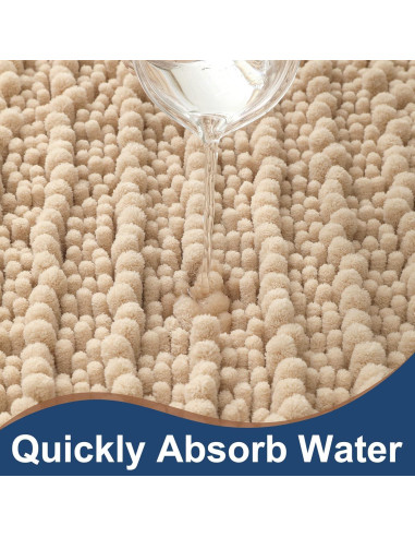 Alfombrillas de Baño Chenilla Beige FLOLEOPA 2 Piezas Antideslizantes