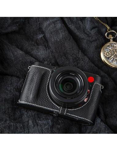 Funda de cámara de cuero vintage DBZZ para Leica D-Lux 8 - Negro