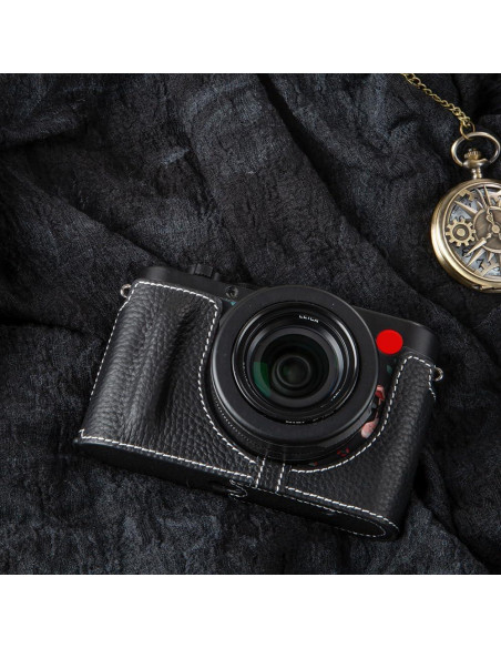 Funda de cámara de cuero vintage DBZZ para Leica D-Lux 8 - Negro