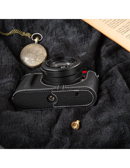Funda de cámara de cuero vintage DBZZ para Leica D-Lux 8 - Negro