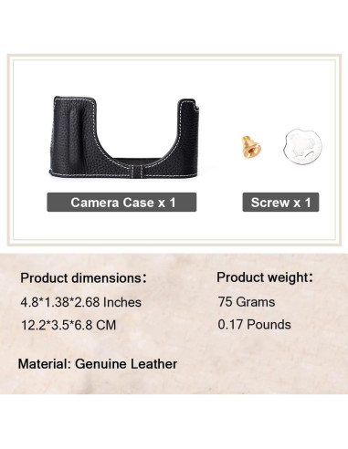 Funda de cámara de cuero vintage DBZZ para Leica D-Lux 8 - Negro