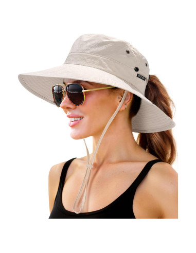 Sombrero de Sol FURTALK para Mujeres UPF 50+ con Agujero para Coleta