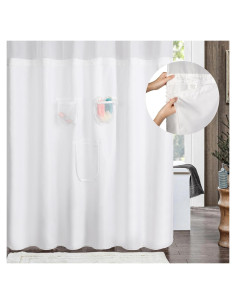 Forro de Cortina de Ducha N&Y HOME 70x137 cm Blanco con Bolsillos