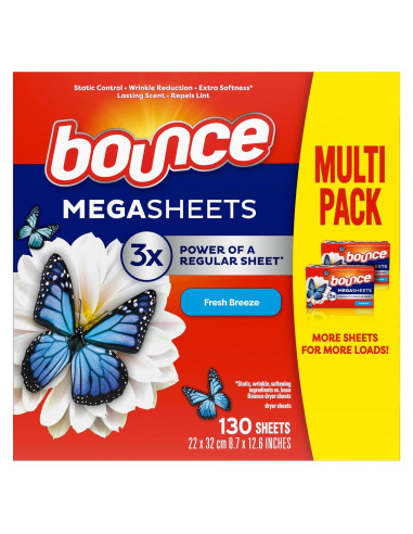 Hojas Mega para Secadora Bounce Brisa Fresca 130 Unidades