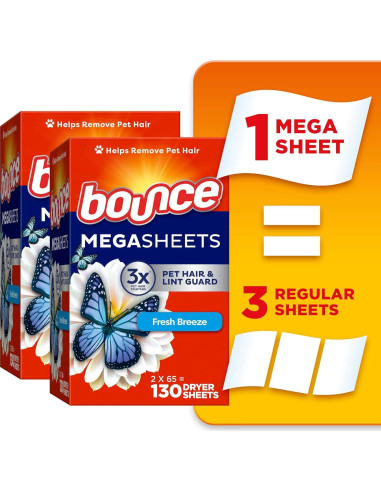 Hojas Mega para Secadora Bounce Brisa Fresca 130 Unidades