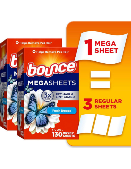 Hojas Mega para Secadora Bounce Brisa Fresca 130 Unidades
