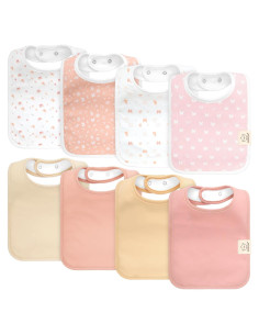 KeaBabies 8 Baberos Orgánicos Ultra Absorbentes para Bebés