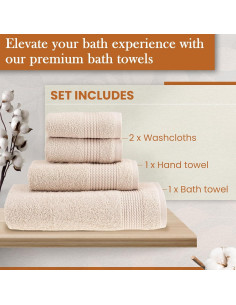 Juego de Toallas de Algodón HALLEY 4 Piezas Suaves y Absorbentes 2
