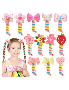 JUNEBRUSHS 12 Tiras de Cabello Espirales Arcoíris para Niñas
