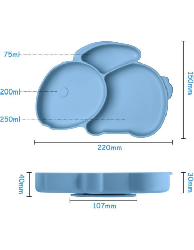 Plato Dividido de Silicona Vicloon para Niños Antideslizante