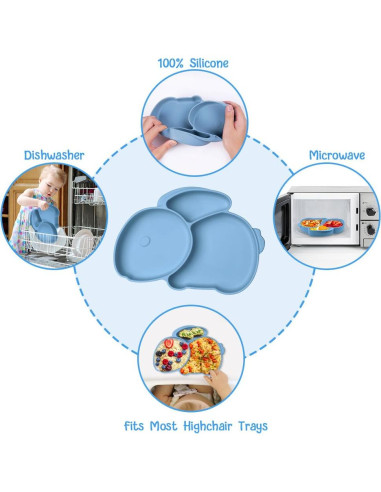 Plato Dividido de Silicona Vicloon para Niños Antideslizante