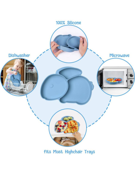 Plato Dividido de Silicona Vicloon para Niños Antideslizante