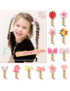 JUNEBRUSHS 12 Tiras de Cabello Espirales Arcoíris para Niñas 2