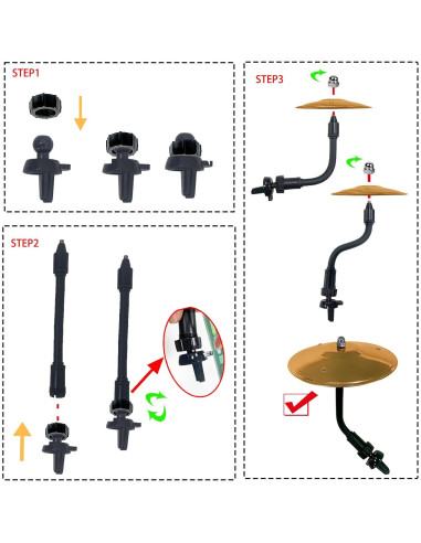 Cymbal de coche SCCUP 5.7" Oro para bateristas - Soporte ajustable