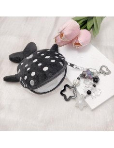 Llavero Monedero Tiburón Ballena Kawaii Negro - Peluche Suave 2