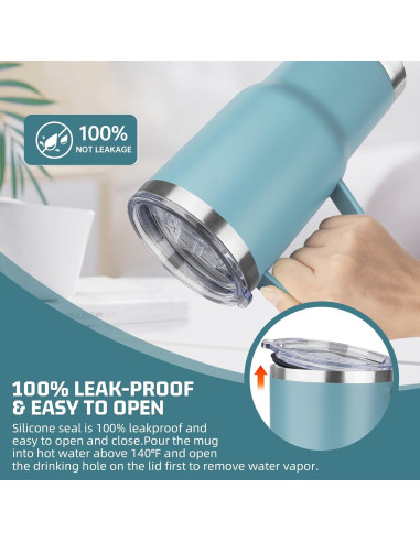 Taza de viaje YEBTS 20 oz acero inoxidable azul cielo aislada