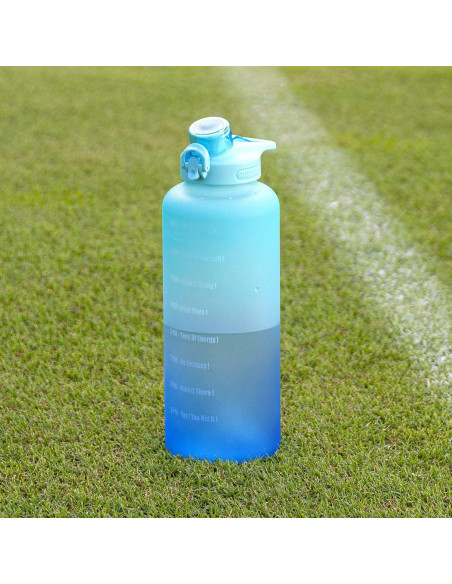 Botella de Agua Motivacional Primula 2L Azul Ombre a Prueba de Fugas