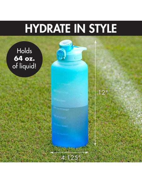 Botella de Agua Motivacional Primula 2L Azul Ombre a Prueba de Fugas