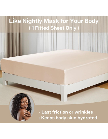 Sábana Ajustada de Satén MR&HM Individual Beige 600 Hilos