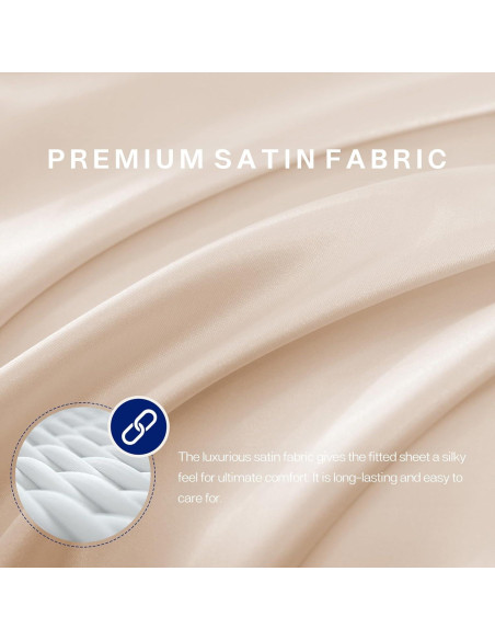 Sábana Ajustada de Satén MR&HM Individual Beige 600 Hilos