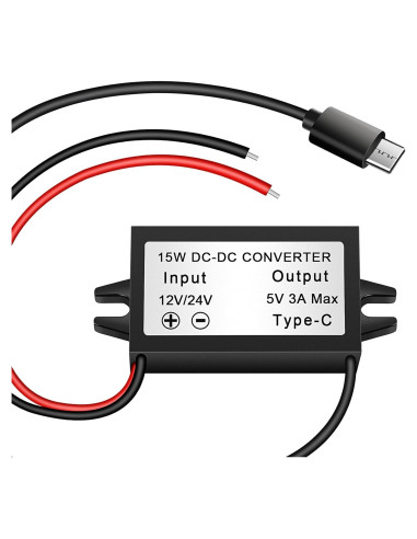 Convertidor Buck 12V/24V a 5V 3A Petutu USB Tipo-C