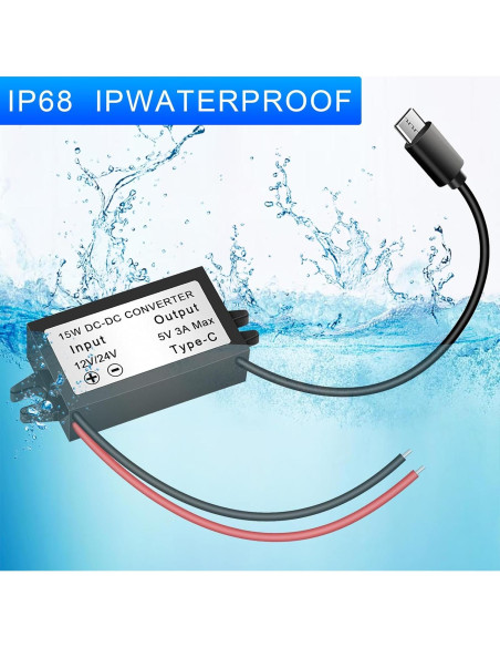 Convertidor Buck 12V/24V a 5V 3A Petutu USB Tipo-C