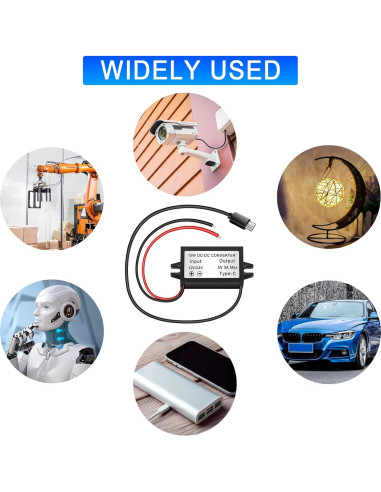 Convertidor Buck 12V/24V a 5V 3A Petutu USB Tipo-C