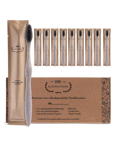 Cepillos de Dientes Biodegradables Bleeker y Rowe - 10 Unidades