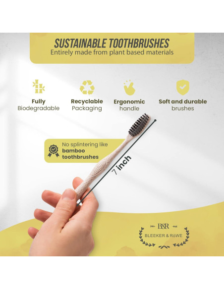 Cepillos de Dientes Biodegradables Bleeker y Rowe - 10 Unidades