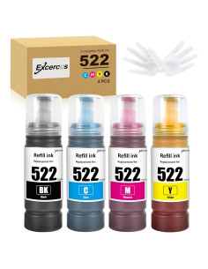 Botellas de Tinta de Recarga T522 EXCERCUS 4 Unidades 70ml