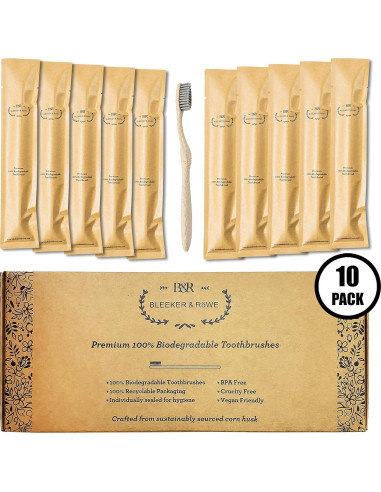 Cepillos de Dientes Biodegradables Bleeker y Rowe - 10 Unidades