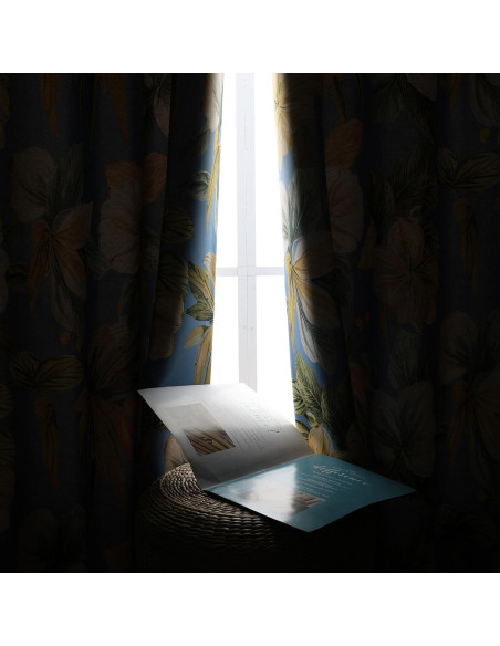 Cortinas Blackout L.Z.E Florales 63" Azul Cielo 85% Oscurecimiento