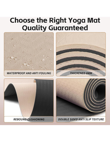 Estera de Yoga PAIDU 183x61cm 8mm Antideslizante TPE