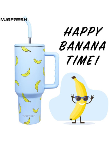 Taza Aislada 40 oz MugFresh Banana con Asa y Popote