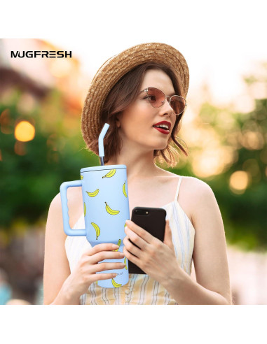 Taza Aislada 40 oz MugFresh Banana con Asa y Popote