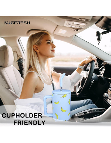 Taza Aislada 40 oz MugFresh Banana con Asa y Popote