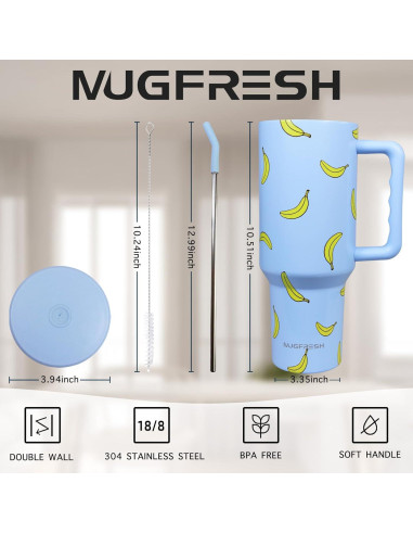 Taza Aislada 40 oz MugFresh Banana con Asa y Popote