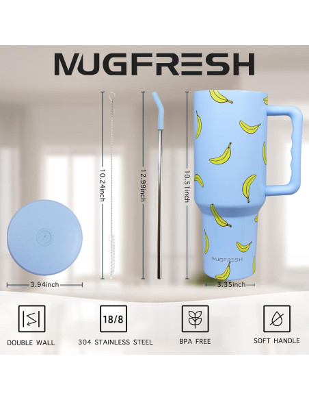 Taza Aislada 40 oz MugFresh Banana con Asa y Popote