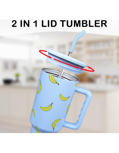 Taza Aislada 40 oz MugFresh Banana con Asa y Popote