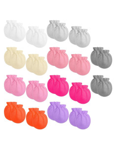 18 Pares Mitones de Algodón para Bebés 0-6 Meses Coloridos
