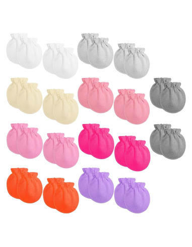 18 Pares Mitones de Algodón para Bebés 0-6 Meses Coloridos
