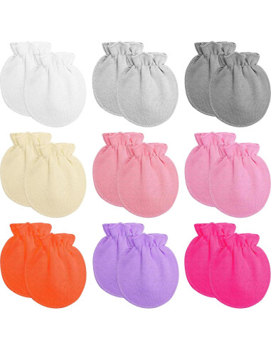18 Pares Mitones de Algodón para Bebés 0-6 Meses Coloridos