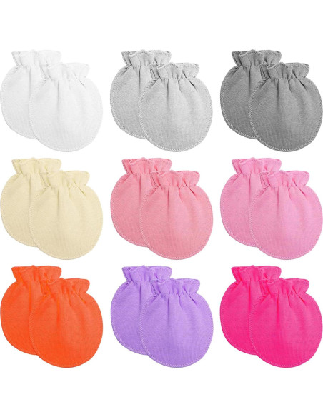 18 Pares Mitones de Algodón para Bebés 0-6 Meses Coloridos