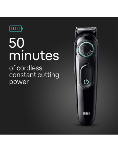 Braun Kit de Estilo Todo en Uno 3 en 1 AIO3430, Recortadora de Barba y Nariz, 20 Longitudes