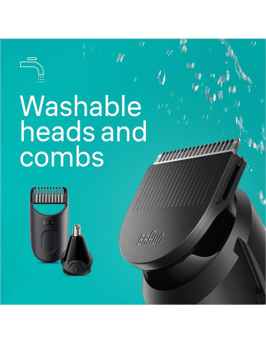 Braun Kit de Estilo Todo en Uno 3 en 1 AIO3430, Recortadora de Barba y Nariz, 20 Longitudes