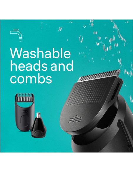 Braun Kit de Estilo Todo en Uno 3 en 1 AIO3430, Recortadora de Barba y Nariz, 20 Longitudes