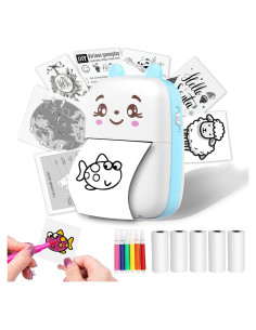 Impresora de Etiquetas Térmica Portátil Funducts A1 Azul 5 Rollos