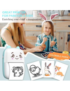 Impresora de Etiquetas Térmica Portátil Funducts A1 Azul 5 Rollos 2