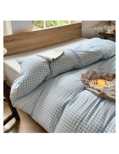 Funda de Edredón Microfibra Gingham Azul Claro 122x183 cm